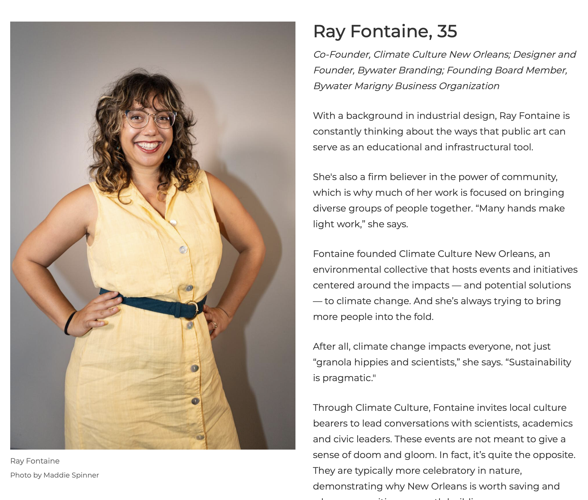 Portrait of Fontaine and article excerpt reading 