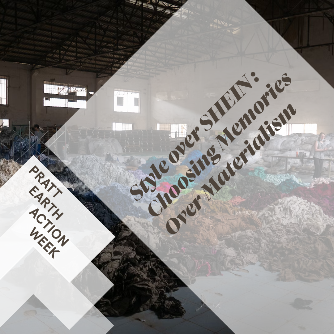 Image of the event poster, with the background as a warehouse filled with textile waste.