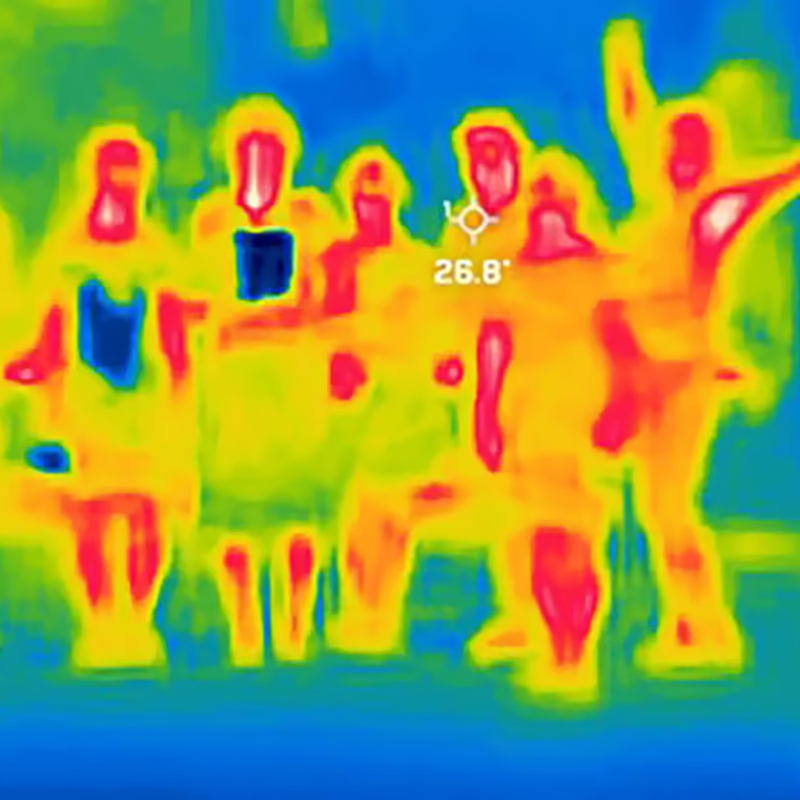 Thermo photo of a group of people.