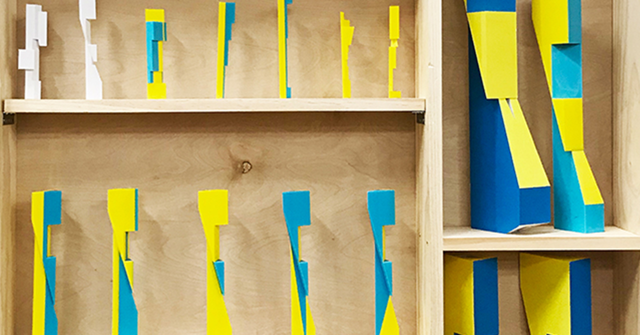 ribbons on a wood shelf