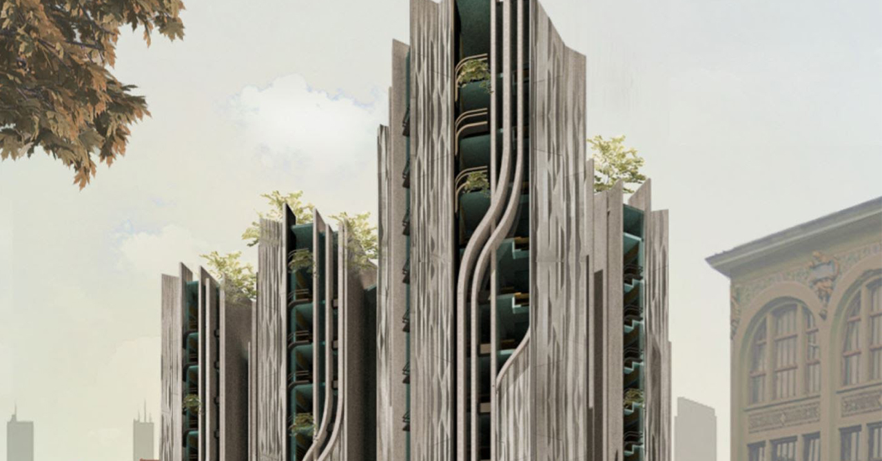 Public housing render by Max Sopher and Si Xuan