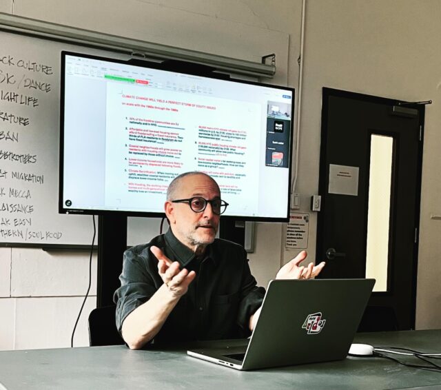 Great chat today with GCPE Professor John Shapiro on “Not In My Term of Office” on the political and financial realities of dealing with climate change impacts. Paraphrasing: We have to think in terms of 50 year plans, with an equity orientation, harnessing technology and merging it with community control. @pratt_ses @prattgcpe