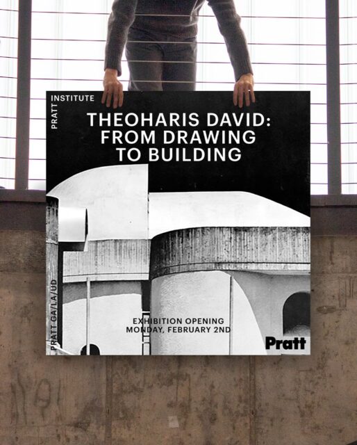 EXHIBITION OPENING | THEOHARIS DAVID: FROM DRAWING TO BUILDING
February 2nd 6:15-8:00 PM | Higgins Hall Lobby Gallery

This Micro Exhibit of primarily realized designs, ranging in scale from a “House for my Mother” to a stadium built to Olympic standards, posits the position that architecture is conceived by ideas that are developed through theoretical investigations, inquisitiveness, and freedom of thought, and that an act of architecture achieves its full potential once built. The exhibit itself attempts to demonstrate how and to what degree the design process leading to built and proposed works was informed by the reality of four subjectively chosen and often interwoven themes: Art, Precedent, Ground, Symbolism

@theo.david.589 

#PrattInstitute #PrattGALAUD #PrattSOA #ArchitectureExhibition #Pratt