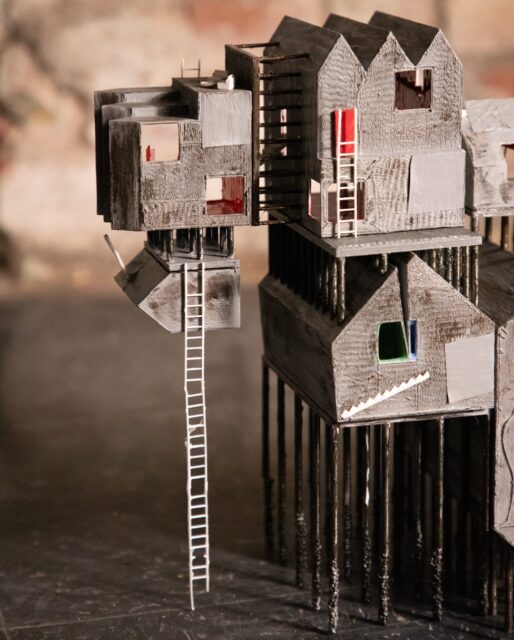 ARCH 805 | ADVANCED DESIGN RESEARCH 1: SEEING DOUBLE
Fall 2025 | Final Review Model
Professors Thomas Leeser, Sandra Nataf

We live in a hypervisual culture where images dominate our means of communication, where we are, without interruption, exposed and immersed in an ever-changing flow of visual stimulation. Our exposure to this uninterrupted flow of hyper imagery raises the question of our awareness of how images shape our understanding of the world around us, how images construct our understanding of our environment, and what politics are being promoted through this theater of the spectacle. Increasingly void of meaning, the abundance of images promotes a progressively homogenized understanding of our environment. This studio will explore different strategies of visual culture throughout history and will selectively construct an architecture tied to aspects of cultural preferences or conventions. Students will focus on alternative spatial strategies based on various historic references and will construct an architecture hyper vigilant to those selected cultural precedents. The goal is for students to explore alternative ways of representation, experiment with different ways of seeing, and discover different ways of communicating architectural experiences. As we live in an era of permanent parallel and multiplicity strategies of seeing, we need to advance our ability of spatial representation in sync with our permanent exposure to inescapable visual strategies. The single view, perspective, frame, lens, originator, or spectator no longer matches our reality of the visual consumption of our environment. The goal is to radicalize strategies of representation and, by doing so, to radicalize strategies of space.

Work by student Makenzie Corbin
@sandra_ntf 

#PrattMArch #PrattInstitute #PrattGALAUD #PrattSOA #architecturemodel @archdaily @archinect @next_top_architects @superarchitects @designboom @dezeen @architecturefactor