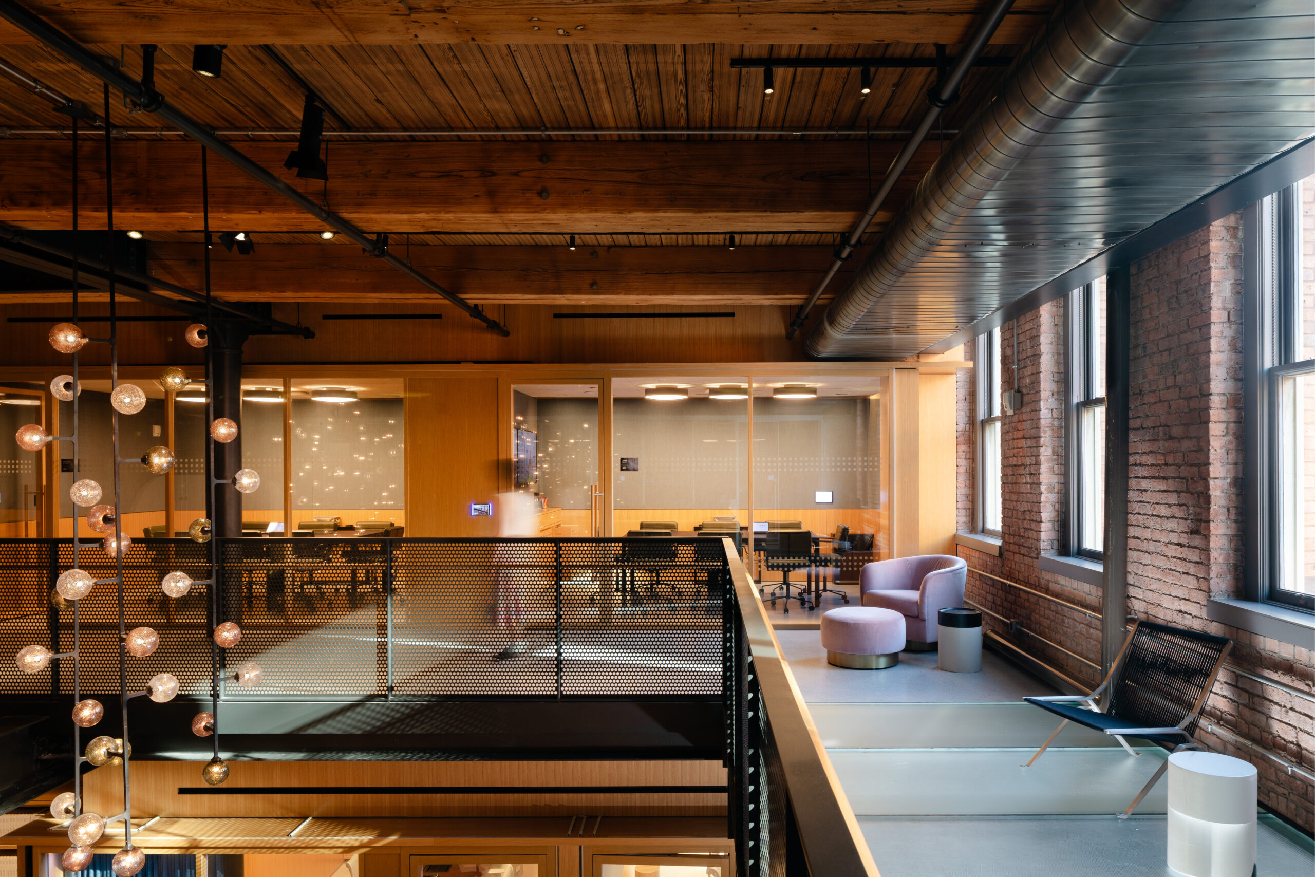 Interior view of office toward bar.