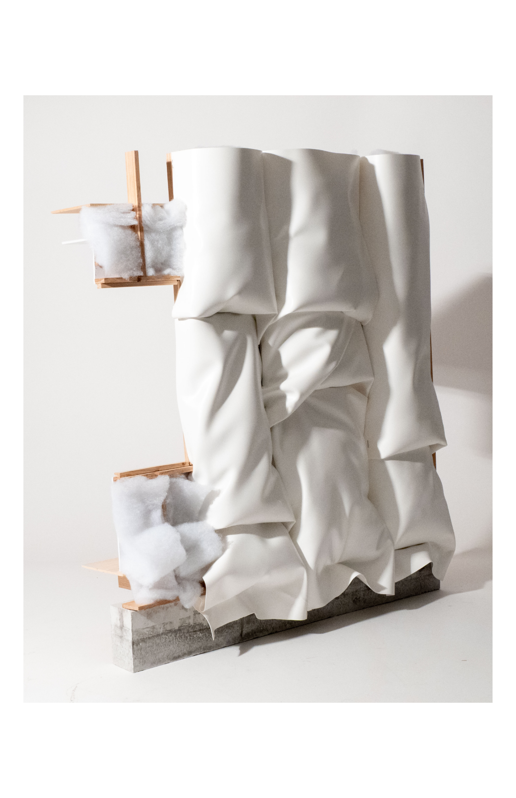 A model image on a white background of the student's Soft Formations. The model is made in layers, all on a concrete base.