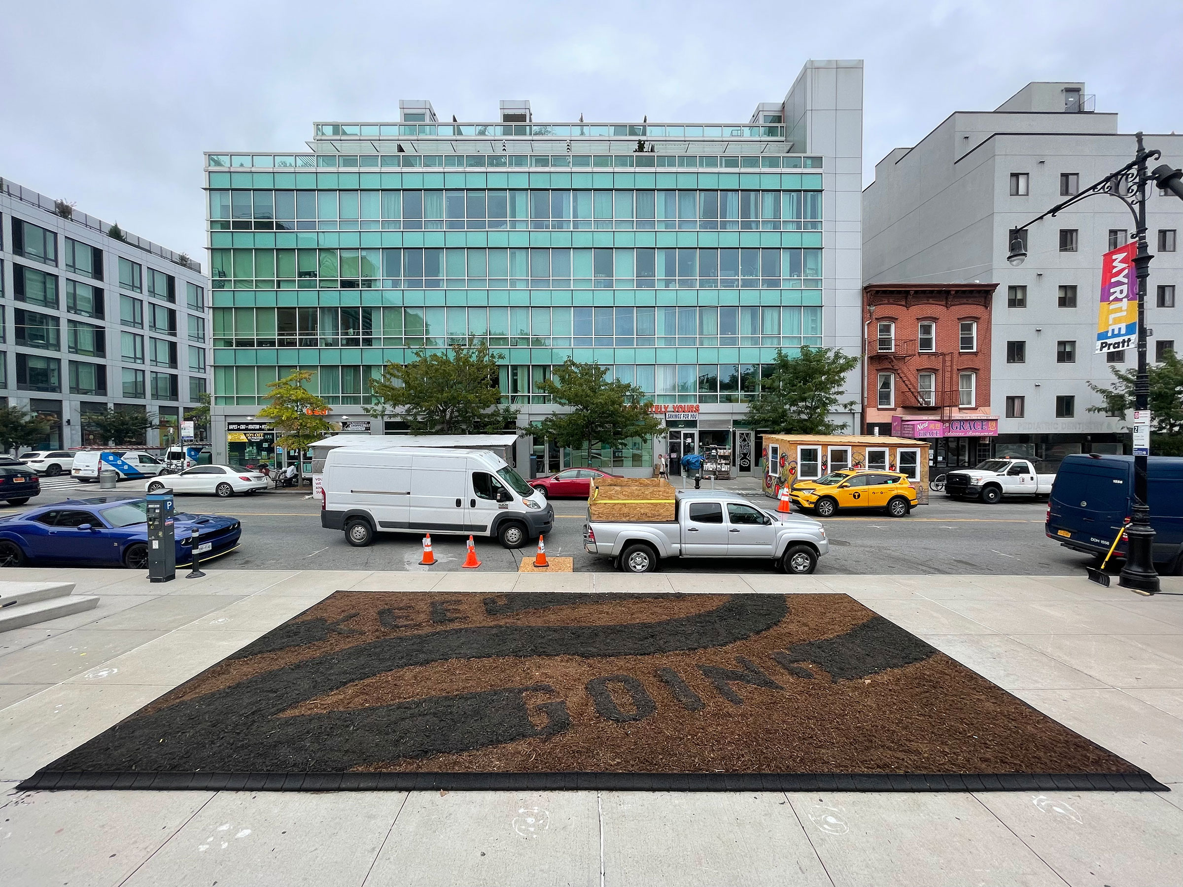 The “Mulch Mural” on Myrtle Avenue