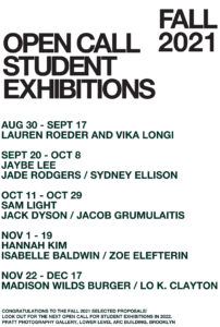 Poster for the Open Call for Exhibition period for Fall 2021