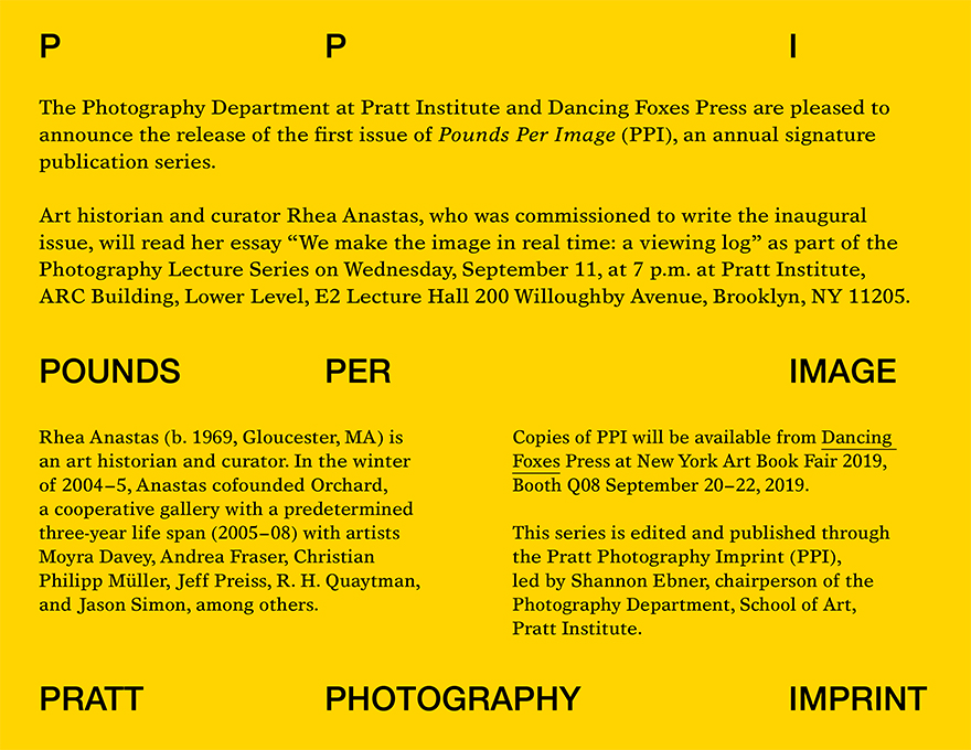 Poster with a yellow background and bold text for the PHOTOGRAPHY IMPRINT announcement.