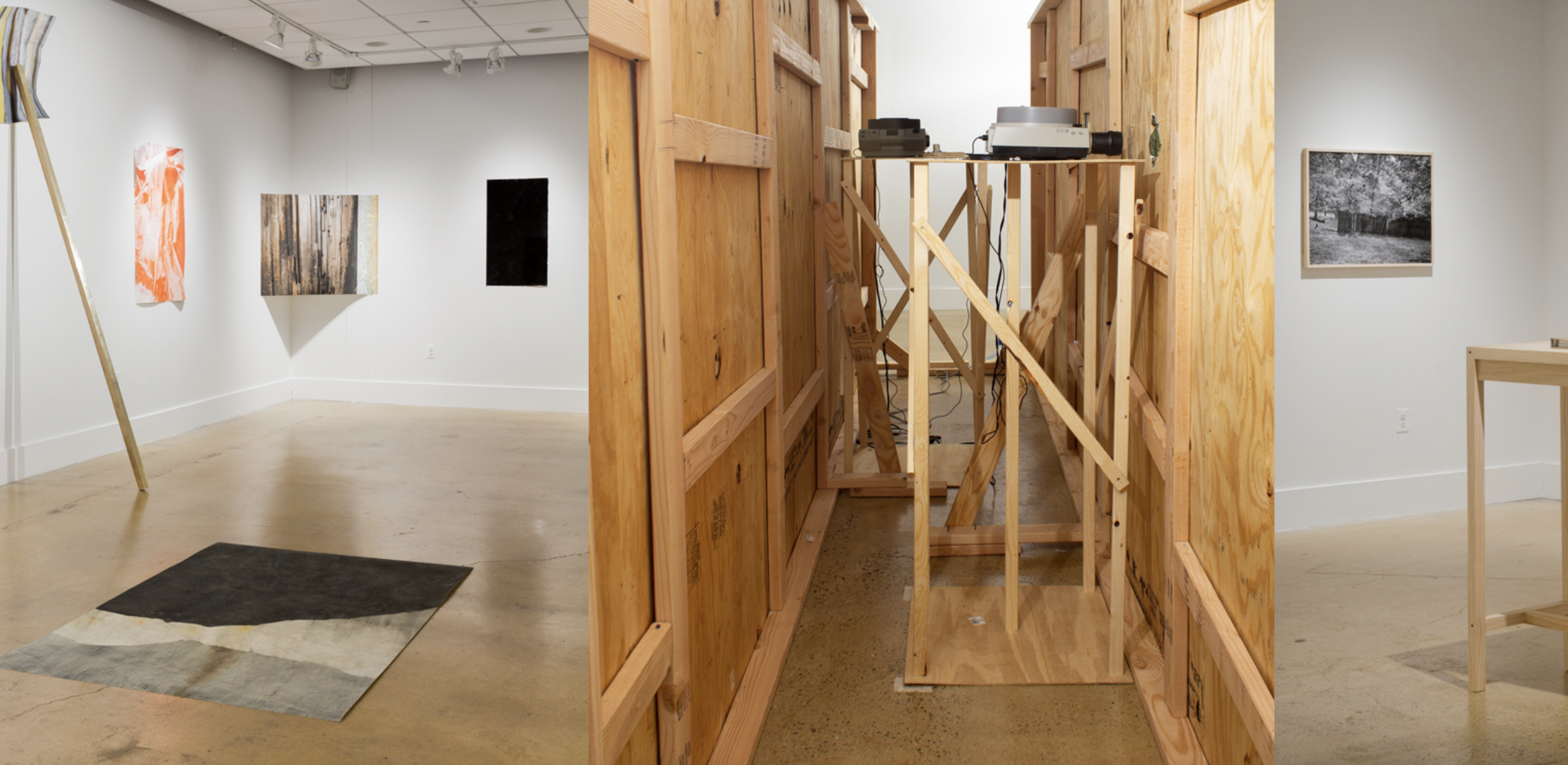wood installation in gallery