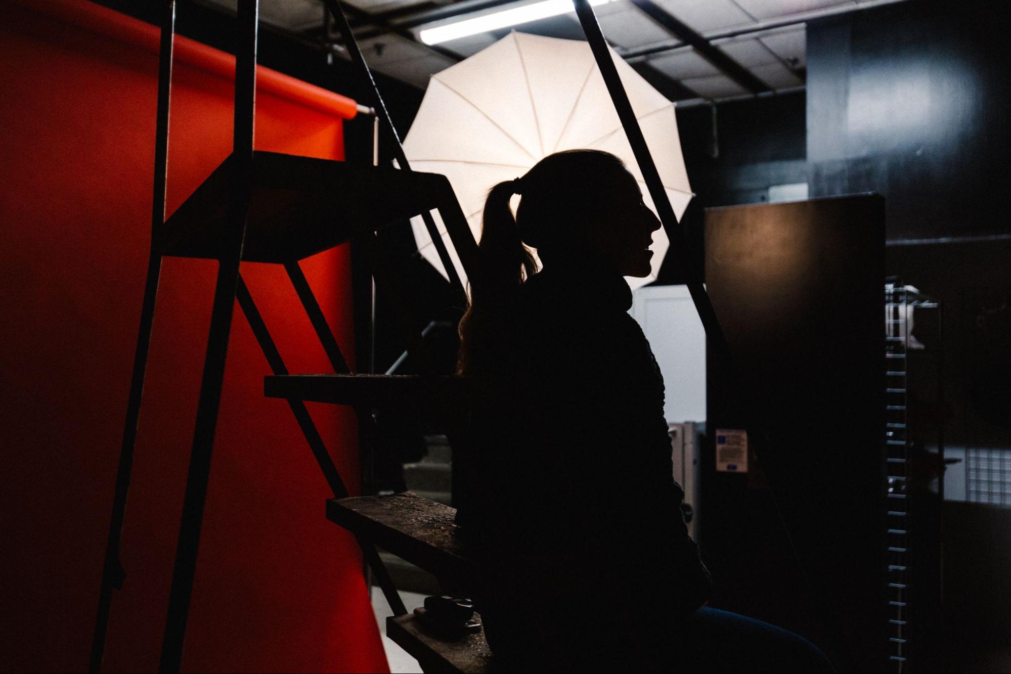 student in darkroom