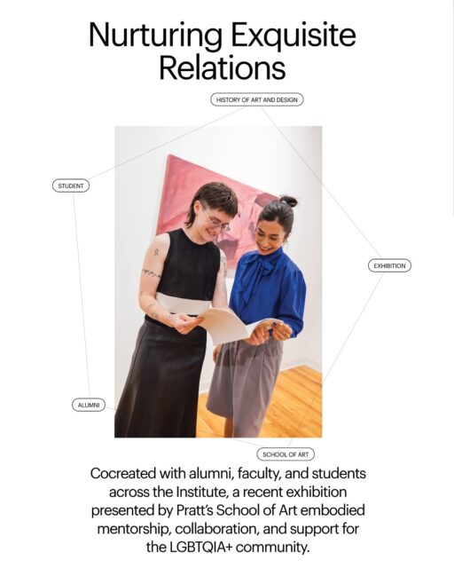 We’re excited to share that 𝙀𝙭𝙦𝙪𝙞𝙨𝙞𝙩𝙚 𝙍𝙚𝙡𝙖𝙩𝙞𝙤𝙣𝙨 has been featured on Pratt News! 📰✨ Read the full story through the link in bio!
Presented at the Rubelle and Norman Schafler Gallery, this exhibition brought together 16 students and recent alumni whose work explores the queer aesthetic and the LGBTQIA+ experience.
The exhibit was curated by @prattinstitute alums Olli Toppeta (History of Art and Design ‘22) and Dylan Kaleikaumaka Hill (History of Art and Design ‘23), with guidance from faculty supervisor @cassilsartist, Associate Professor of Sculpture and Integrated Practices in Fine Arts.
Through painting, sculpture, film, photography, and performance, the artists engaged in dialogue around visibility, intimacy, transformation, and the power of community.
We’re proud to see this exhibition and its artists recognized for their thought-provoking and heartfelt work. 💛
#PrattSchoolOfArt #PrattInstitute #ExquisiteRelations
@jorgeaoliver @prattfineart @prattphotography @prattfilm_video @prattdigitalarts @prattarted @prattexhibits @prattcei @prattalumni