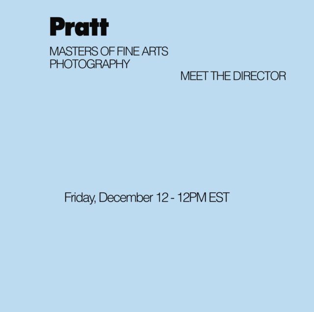 Meet the Director! ✨

Join us for a casual conversation with Katherine Hubbard, newly appointed Director of Pratt Photo MFA. 

This informal session is a great opportunity to meet Katherine and learn more about Pratt’s unique MFA in Photography. Ask any questions you might have about the MFA program, its faculty, resources and the community at Pratt.

An application waiver will be offered to all attendees. 

Please see the Link in Bio to sign-up!

@prattinstitute @soartpratt