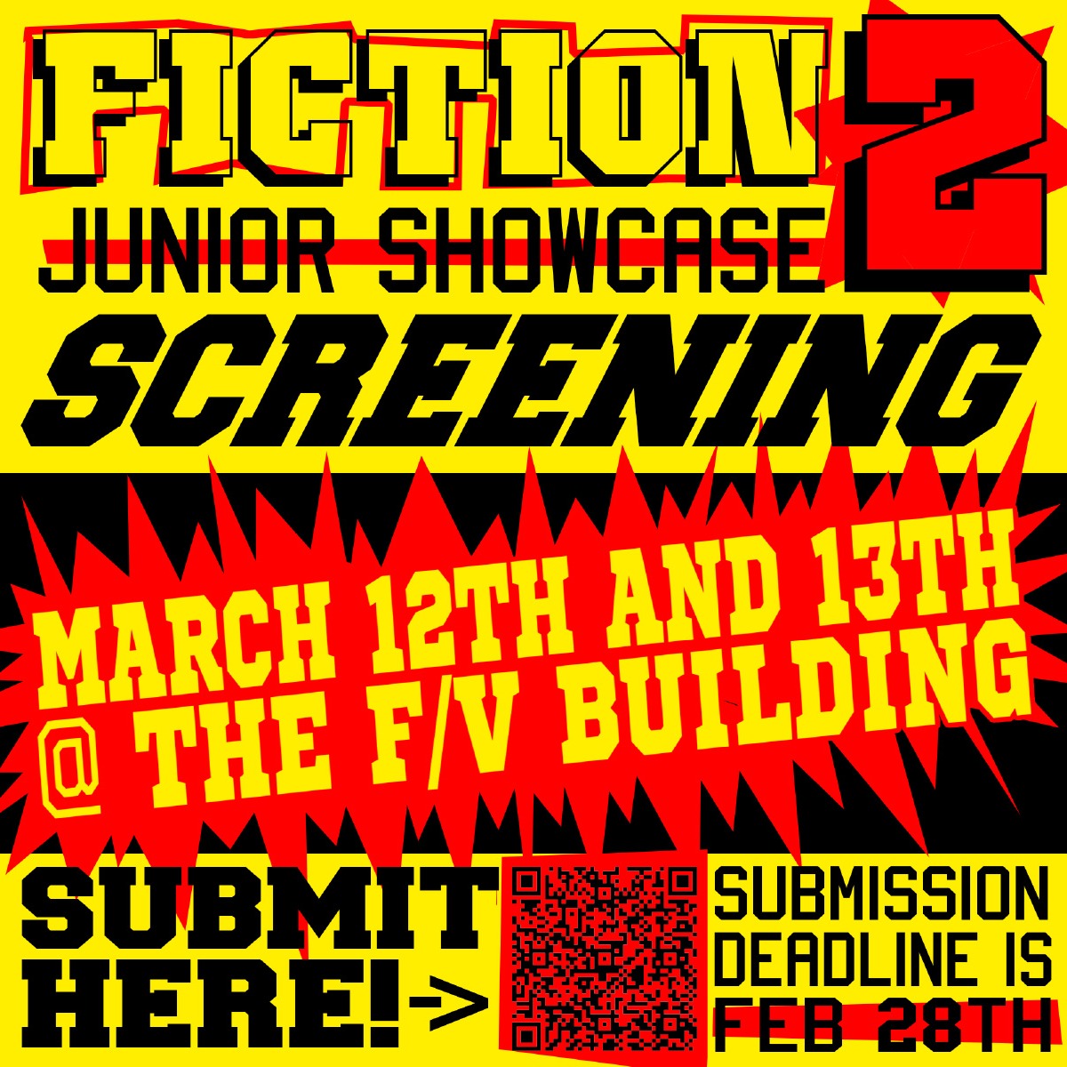 Student-run Fiction II Showcase! 
Attention all Juniors! 

Submission form at link in bio. 
@prattfilm_video 

https://forms.gle/UN1htCXuQyQdxD3x7