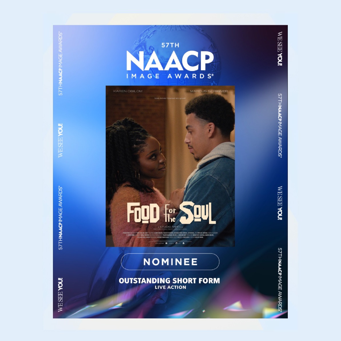 We are so excited to share the news that a film produced by Prof. Justice Whitaker is a nominee for outstanding short live action film in the NAACP Image Awards! 

Vote for the film at https://vote.naacpimageawards.net/ by scrolling down to the motion picture category and selecting the LIVE ACTION SHORT award and voting Food For The Soul then clicking SUBMIT. 

#prattfaculty @prattfilm_video @justice512k @foodforthesoulfilm @soartpratt