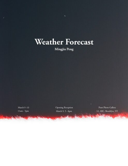 The next round of BFA Senior Thesis Exhibitions opens TONIGHT ✨ featuring:

Weather Forecast by Mingjia Peng

Airing Out by Amelia Barton

More Than Sublime by Brigette McKnight-Sur

When I Am With You by Jordan Anna Torres

🗓️ Opening Reception: today 3/9, 5–8PM
🕙 Tuesday–Friday 11AM–5PM
📍 Pratt Photography Gallery, LL ARC

We hope to see you there! ☺️

Congratulations Mingjia, Amelia, Brigette, and Jordan!👏

@prattinstitute @soartpratt @pooopmj @ameliagbarton @saji_bsm @jordanannatorresphoto