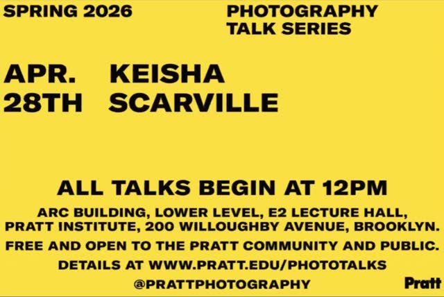 TODAY: Photography Talk Series: Keisha Scarville ✨

🗓️ Tuesday, April 28th
🕑 12PM
📍 E-2, LL ARC

We hope to see you there!

@prattinstitute @soartpratt @scarvillek