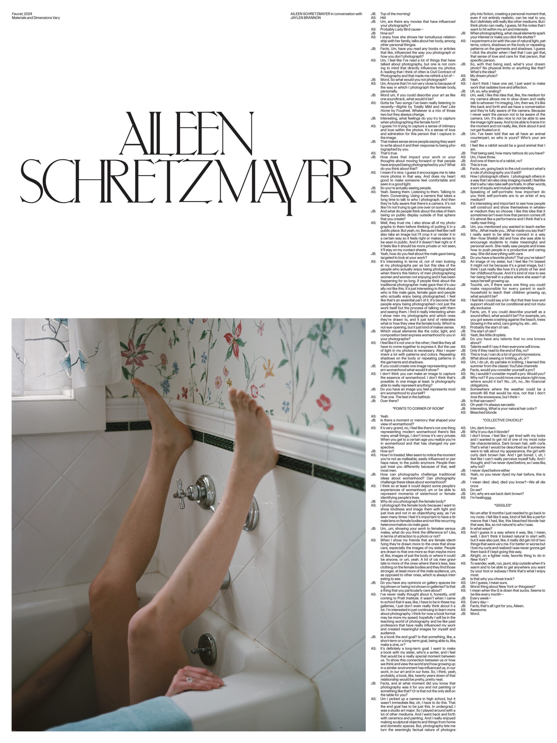 Poster highlighting Draven Zhao's contribution to the Pratt MFA Thesis 2025. The top portion features a long-exposure black-and-white photograph of a misty, ambiguous outdoor scene with swirling light trails, evoking a dreamlike atmosphere. Below the image, the artist’s name appears in a large serif font. A horizontal set of text columns contains an interview with Orinana Littell.