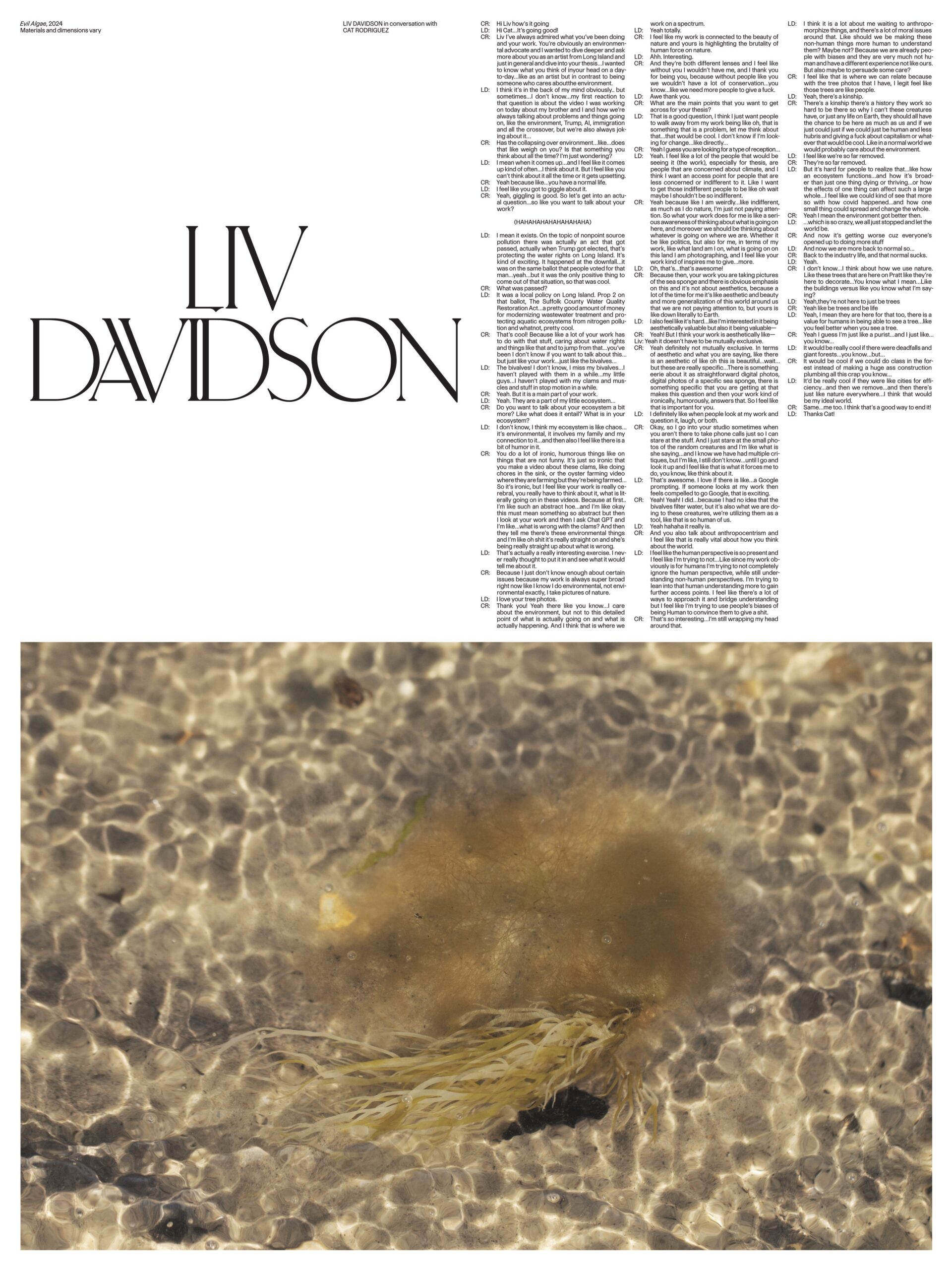 Poster featuring the work of YuJia Ma from the Pratt MFA Thesis 2025 exhibition. The upper half includes a photograph of a hand with a ring reaching toward a textured, frosted glass window with a bamboo pattern, backlit by bright light. The lower half displays the artist's name in a stylized serif font. Adjacent columns contain an interview with Cat Rodriguez.