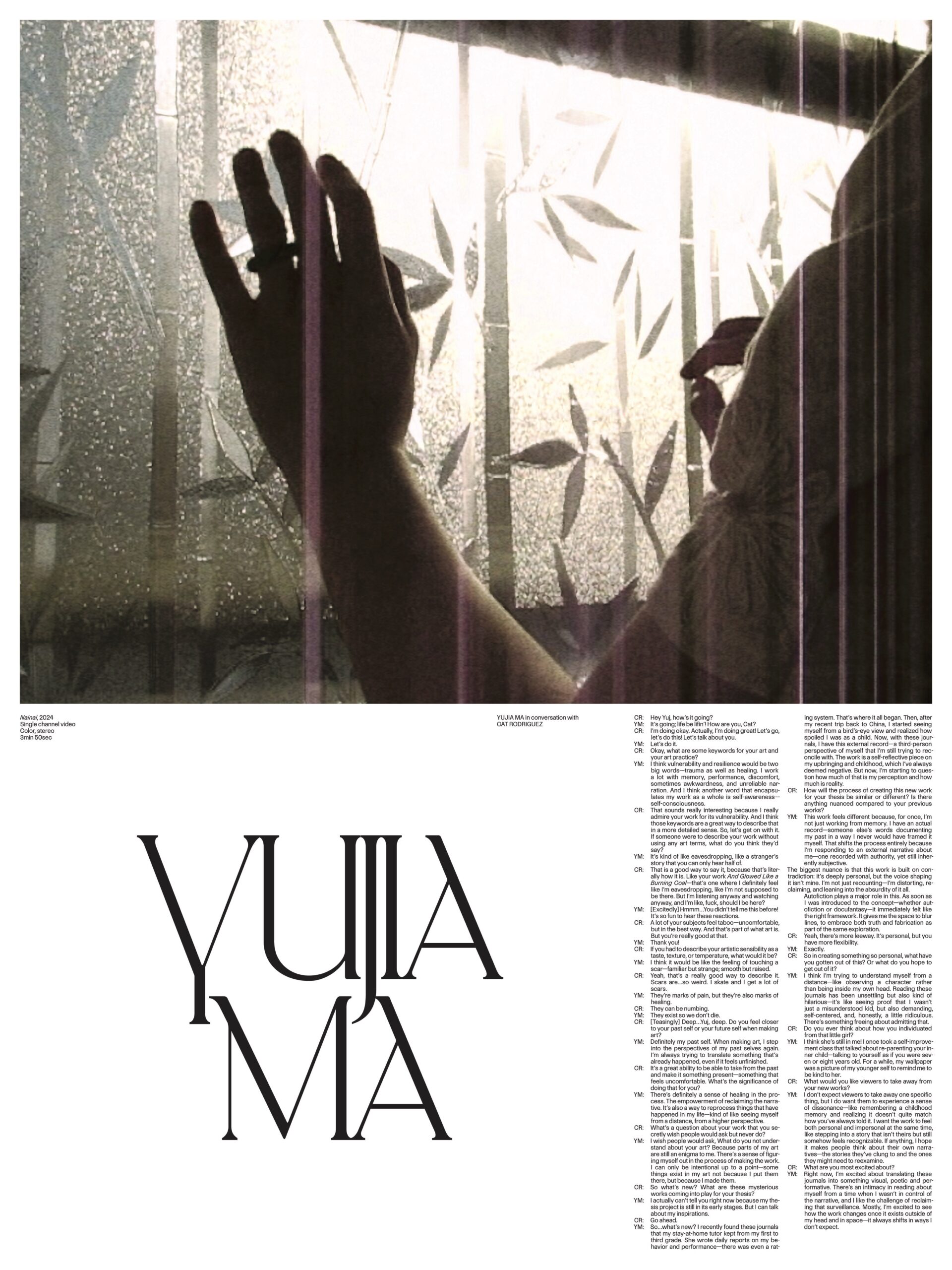 Poster for Liv Dawson's contribution to the 2025 Pratt MFA Thesis. The top half shows a dimly lit image of two people on a couch in a cluttered apartment, lit with purple ambient light. One person smirks while eating; the other appears contemplative. A pizza box is visible in the foreground. The bottom half includes Liv Dawson’s name and an interview with Jordan Bognar.