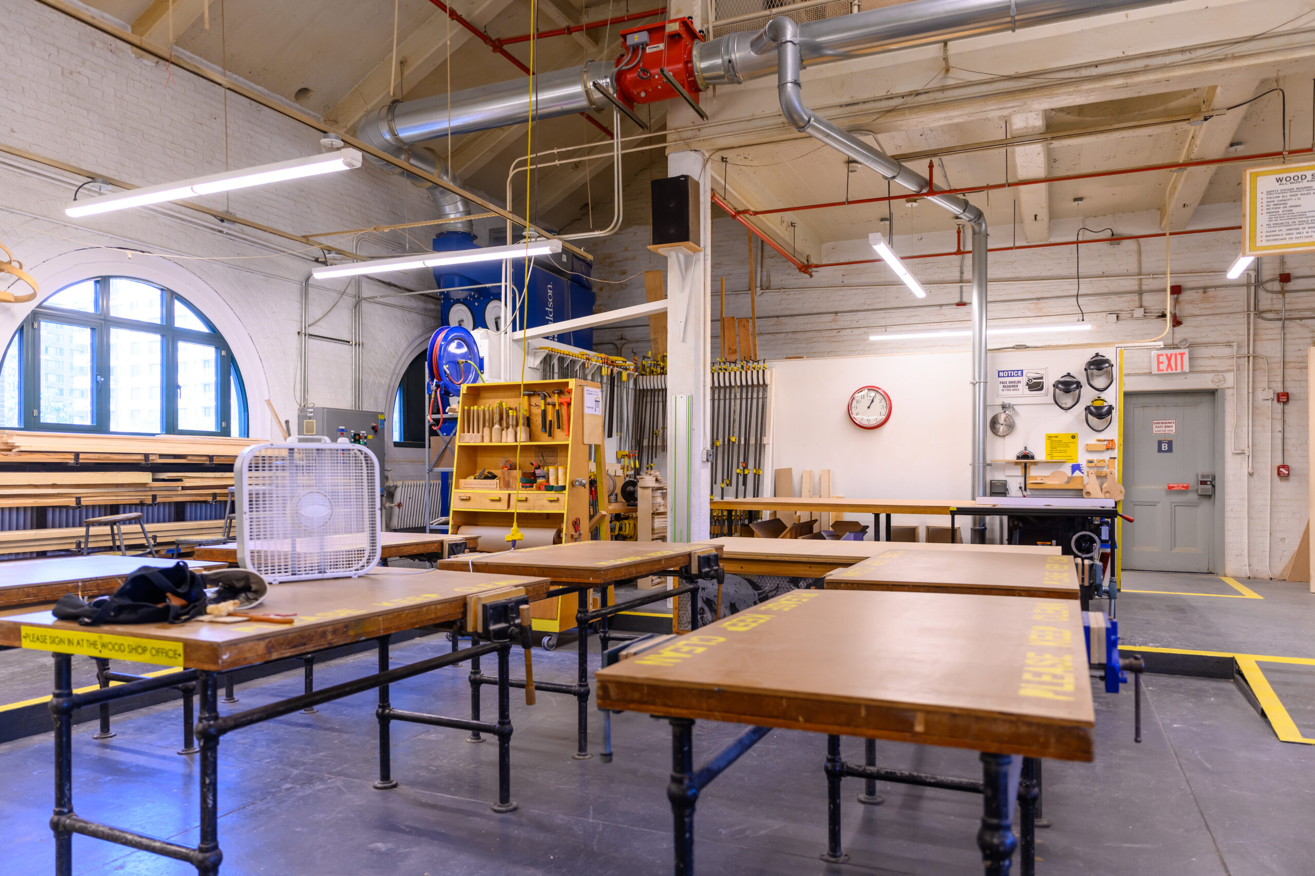 Tables in Fine Arts woodshop