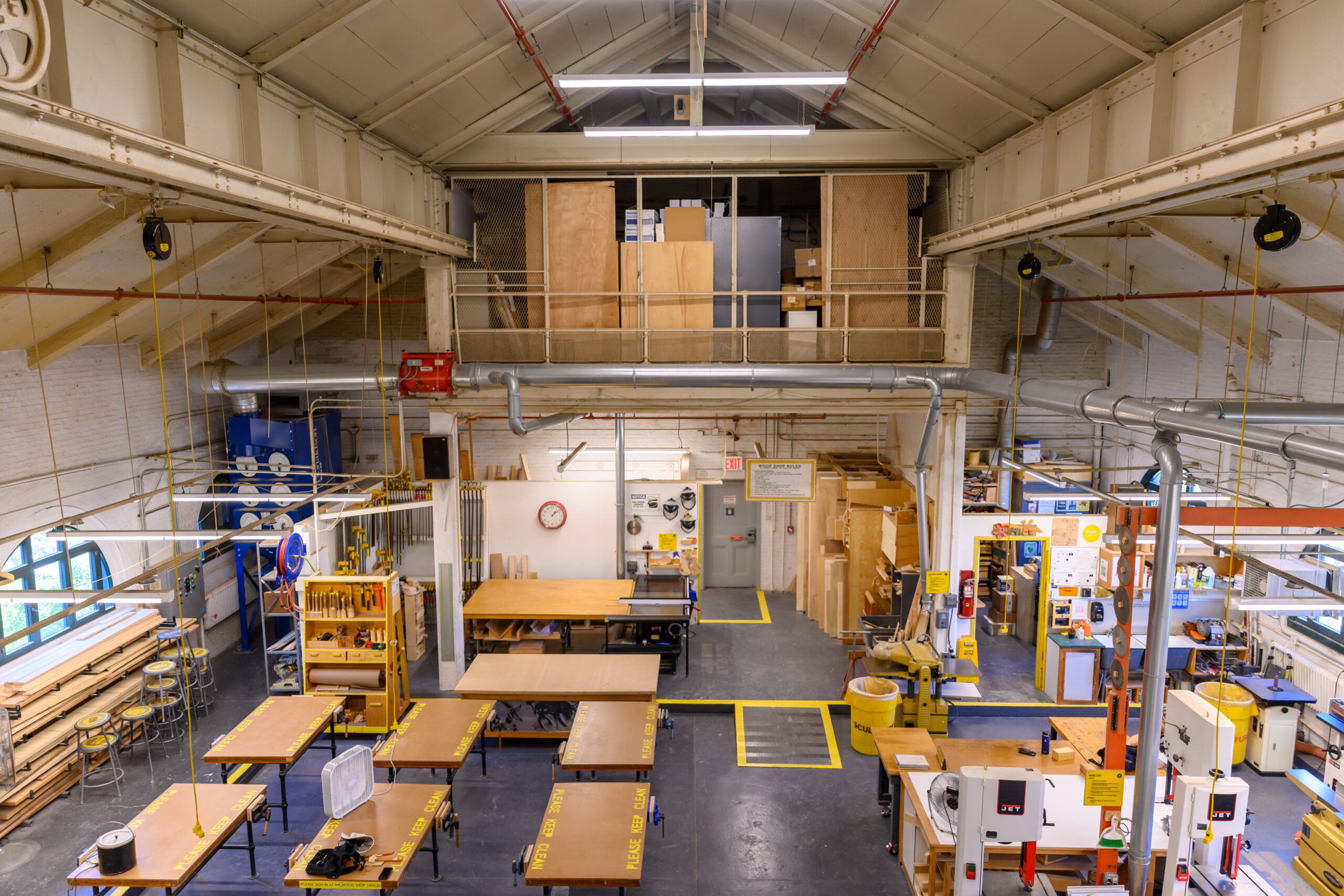 Upper level view of the Fine Arts woodshop