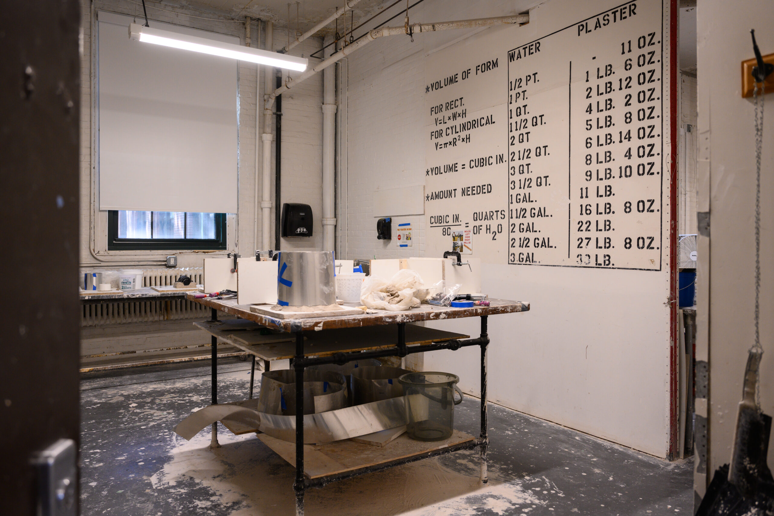Plaster area in the Fine Arts woodshop.