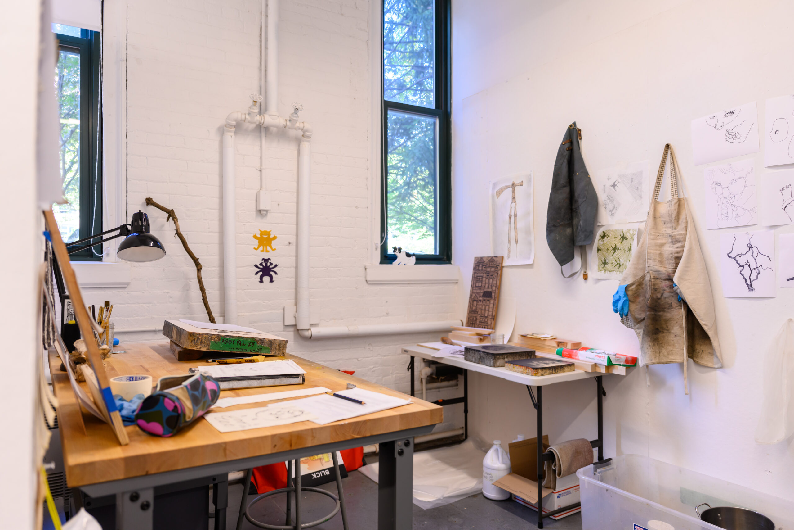 An undergraduate Printmaking major's studio