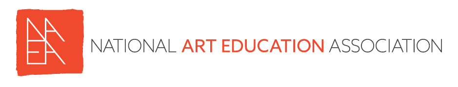 Logo of the National Art Education Association (NAEA) featuring a red square with stylized white letters “NAEA” and the words “NATIONAL ART EDUCATION ASSOCIATION” in uppercase. The word “ART” is highlighted in red while the rest of the text is in gray.