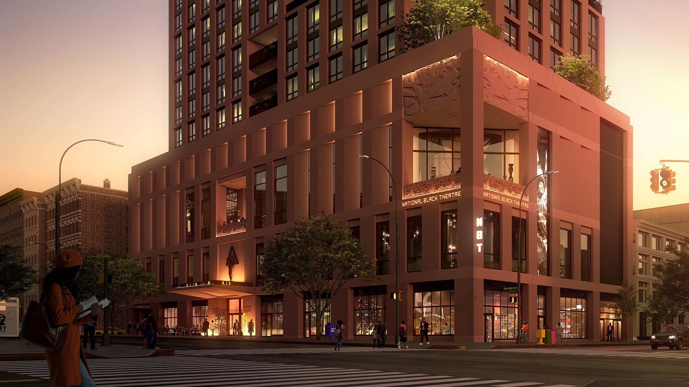 Rendering of Ray Harlem (courtesy Luxigon); the development will include the National Black Theatre with work by Little Wing Lee, MS Interior Design ’06