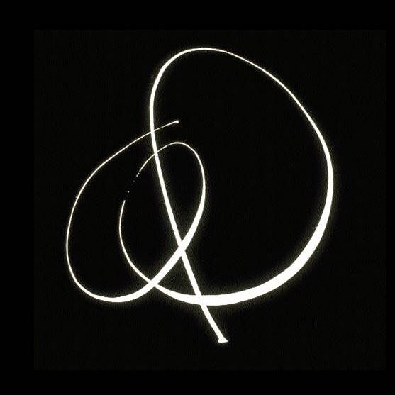 an abstract drawing of a squiggle in white on a black background