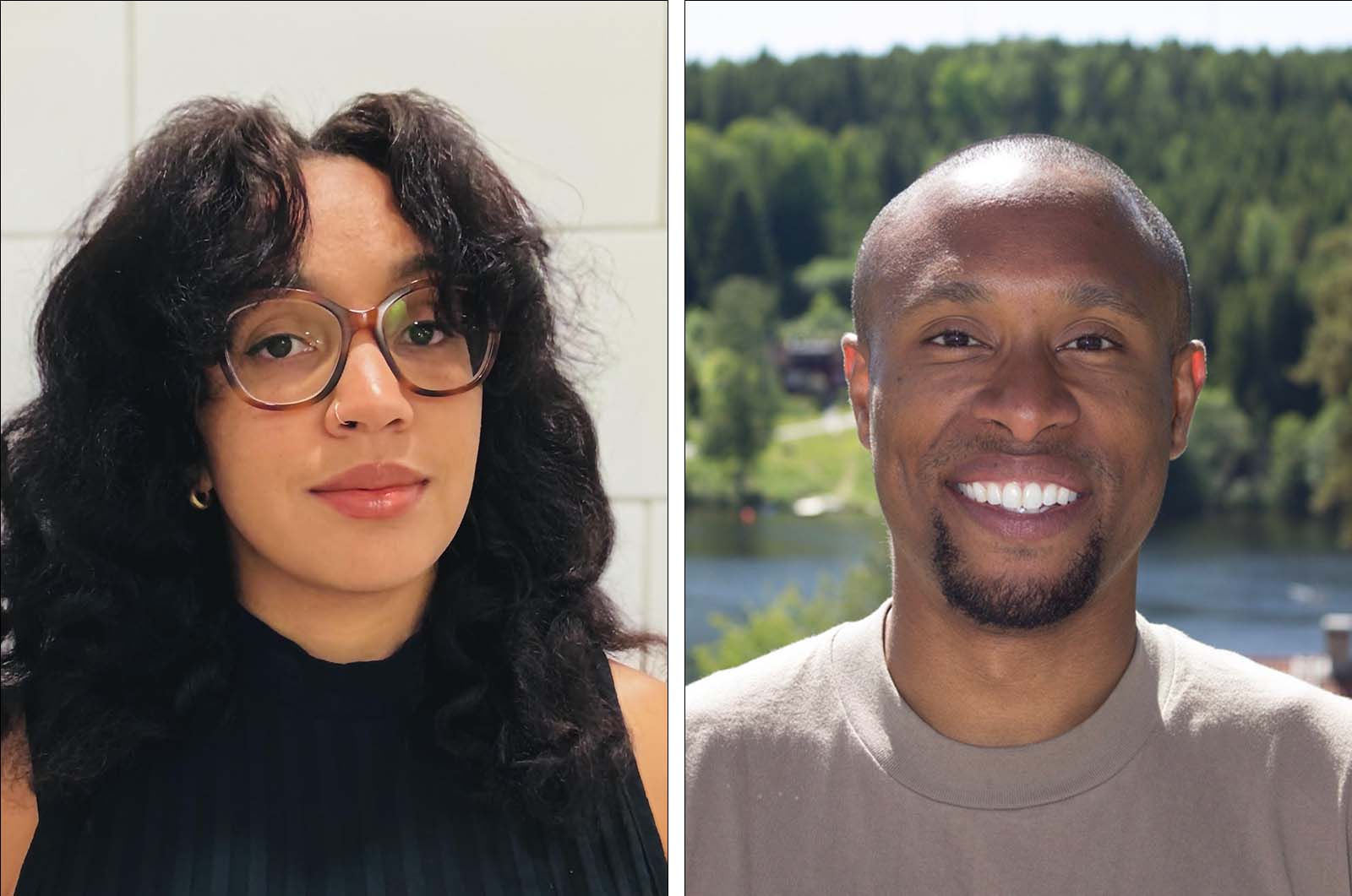 Headshots of Amira Chowyuk (left) and Donavon Falls (right)