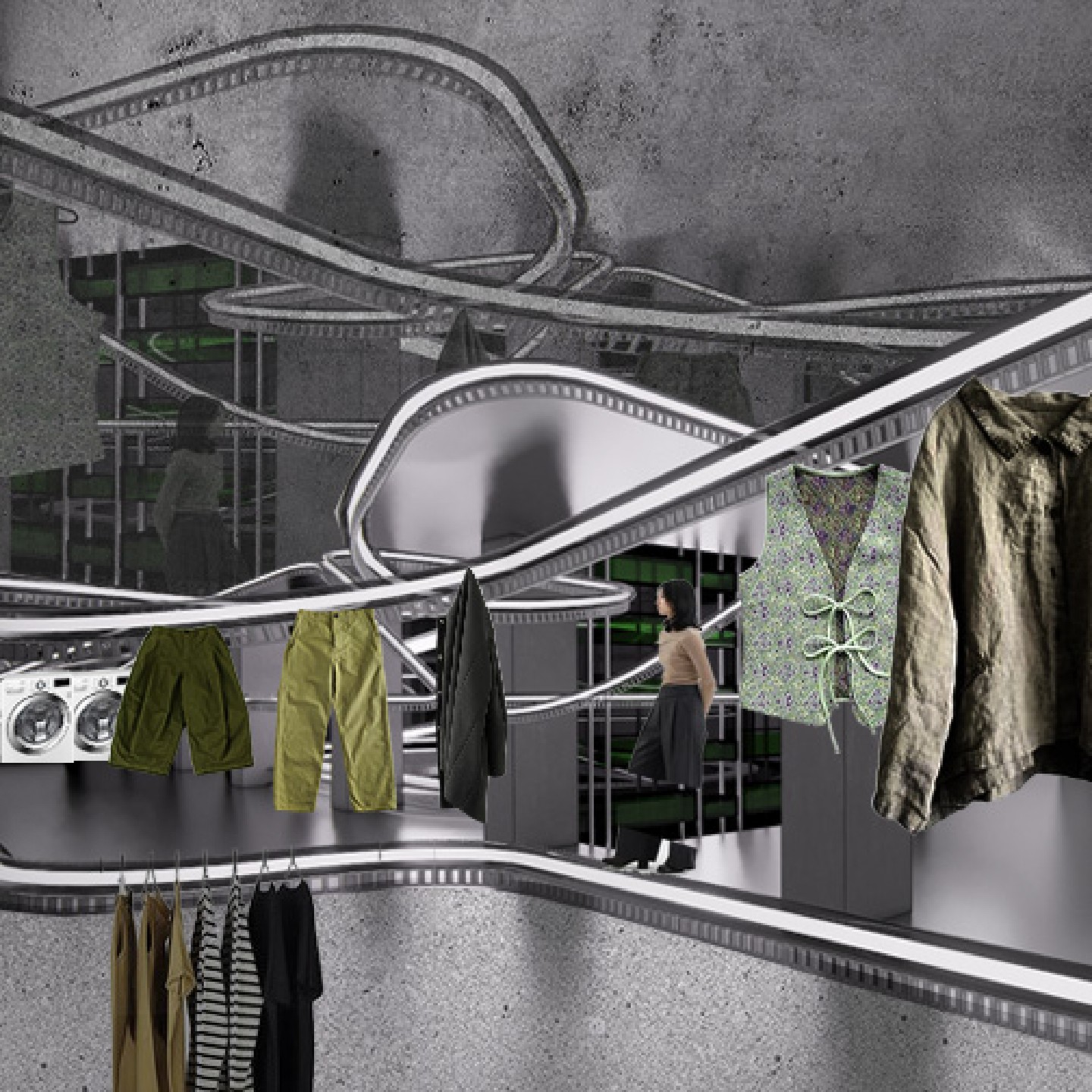 Rachel Park, BFA'25
Order Lab asserts that unwanted belongings stored inertly can have their purposefulness restored by housing them in motion. This redesign of an existing storage facility near Wall Street replaces lockers with conveyors that drift unwanted objects away. Customers can also take and restore desirability into items flowing along this current.
Thesis advisor: Alexander Schweder
#prattint2025book
#prattint2025bookbfa
#pratt_sod
#prattshows2025
#PrattGrad25
@prattinstitute
@pratt_sod