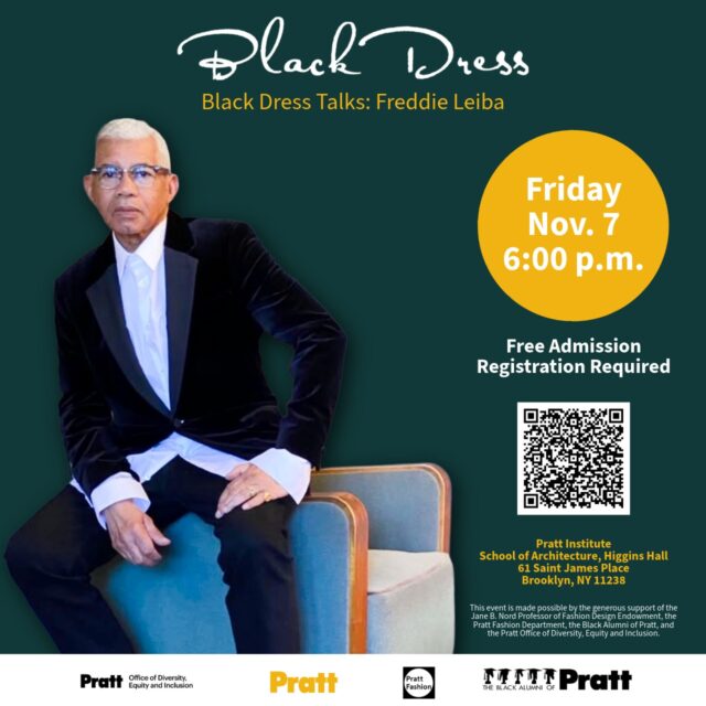 The Black Dress Project welcomes the incomparable creative director, Freddie Leiba for our next installment of Black Dress Talks. 

Join us on Friday, November 7 at 6 p.m. for an in-depth conversation about fashion, beauty, and Leiba’s creative journey. 

This event is free, registration is required. See link in bio or scan QR code on image to register.

@blackdresstheexhibit @prattinstitute @pratt_sod @prattfashion