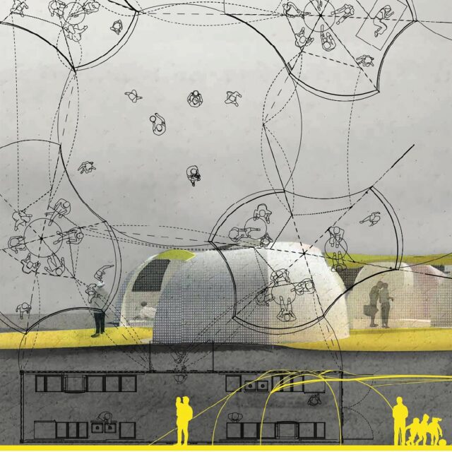 cocoon[s]
MFA Core Design Studio · Spring 2025

The project was presented to the AIANY Center for Architecture - Design for Risk and Reconstruction committee, highlighting the students’ research and design approach to adaptive, community-centered resilience.

In response to the geopolitical fragmentation experienced by displaced and under housed communities, cocoon[s] explores how food is shared, prepared, and experienced when the idea of “home” is uncertain.

Through research on global displacement typologies from dry, remote terrains to dense urban zones - the studio examined housing systems, environmental health, and cultural dining rituals to understand how communal spaces evolve under crisis.

The proposal re-imagines a repurposed shipping container as a deploy-able, transportable module for food distribution and gathering. A tensile fabric network extends from its core, unfolding into adaptable enclosures that blur the boundary between interior and exterior offering both safeness and connection.

✨ Developed by Core Year MFA Design students:
Anjali Dave, Arianna Correa, Brissa Ramos, Elizabeth Hammett, Hang Min, Henry Domst, Jiahui Tang, Kathy Chiu, Katharine Oliver, Leah Toscano, Megan Pulling, Minqi Wu, Pornpitcha Ruampongpattana, Soohyun Ahn, and Stephen Shkreli.

Professors: Sheryl Kasak & Alvaro Gomez-Selles

@design_for_risk
@prattinstitute
@pratt_sod
@centerforarch

#pratt_sod #MFADesign #PrattDesign #DesignResearch #CoreStudio #Spring2025 #RefugeeArchitecture #AdaptiveDesign #FoodAndSpace #SpatialResilience