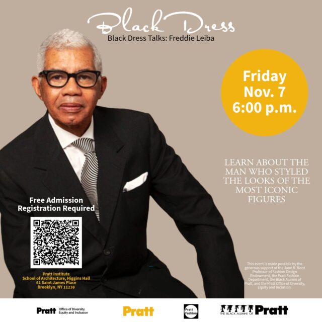 The Black Dress Project welcomes the incomparable creative director, Freddie Leiba for our next installment of Black Dress Talks. 

Join us on Friday, November 7 at 6 p.m. for an in-depth conversation about fashion, beauty, and Leiba’s creative journey. 

This event is free, registration is required. See link in bio or scan QR code on image to register.

@blackdresstheexhibit @prattinstitute @pratt_sod @prattfashion