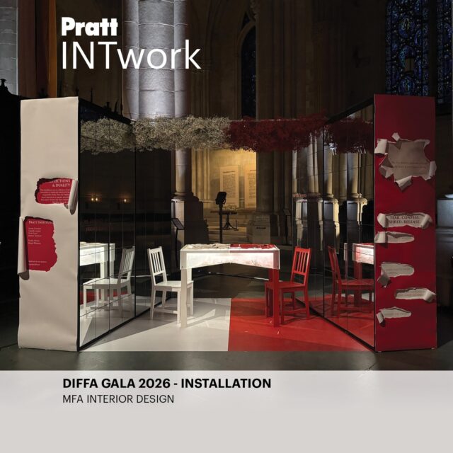 DIFFA GALA Installation - 2026

We are pleased to share our installation for DIFFA gala 2026.
Design Industries Foundation Fighting AIDS (DIFFA) raises awareness and grants funds to not only HIV/AIDS but also broader health and social issues. This year’s fundraising gala, themed “Angels & Demons”, was held on the evening of March 19 at Cathedral of St. John the Divine. 

The concept of the installation: Reflections and Duality
This installation acts as a reflection of one's perceptions of angels and demons, and their inseparable duality. Here, the fragility of moral oppositions are exposed; untouched they appear distinct but when confronted they bleed into each other.

Instructor:
Jon Otis
Margot Kleinman

Student team:
Jasmine Tannoury
Kayla Jarvis 
Danielle Gordon
Jerome Christian (JC) Fernando

@prattinstitute @prattinteriors @pratt_sod  @diffanational 
#prattinstitute #prattinterior #prattsod #prattdesign #prattschoolofdesign
#DIFFA #interiorinstallation #installationdesign