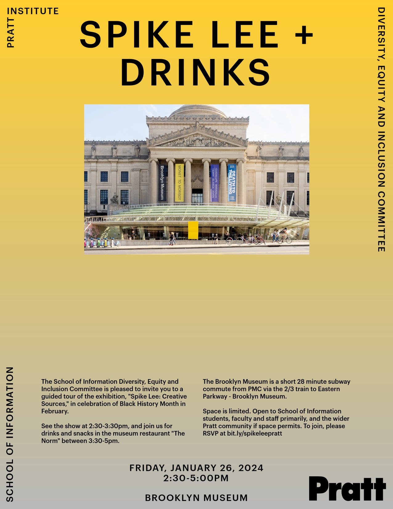 Event poster, with an image of the Brooklyn Museum and the event details.