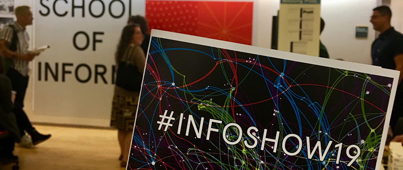 #infoshow19 banner, with students meeting
