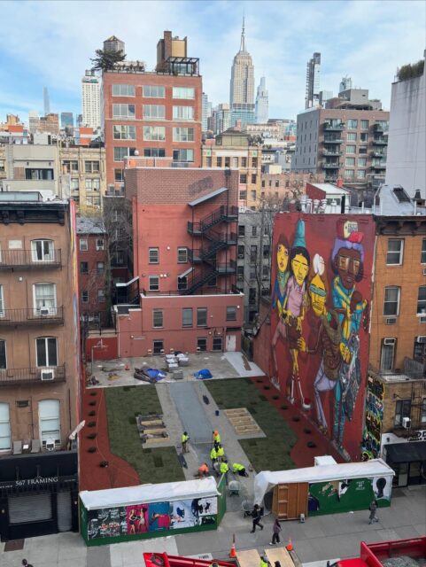 While we already had a pretty great view uptown from our perch on West 14th Street, it is getting better with a landscaping project going on in the backyard of our neighbor on West 15th Street.