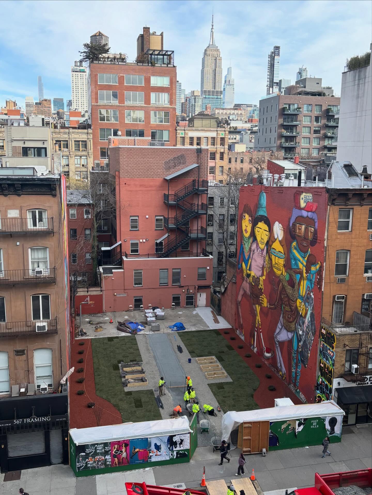 While we already had a pretty great view uptown from our perch on West 14th Street, it is getting better with a landscaping project going on in the backyard of our neighbor on West 15th Street.