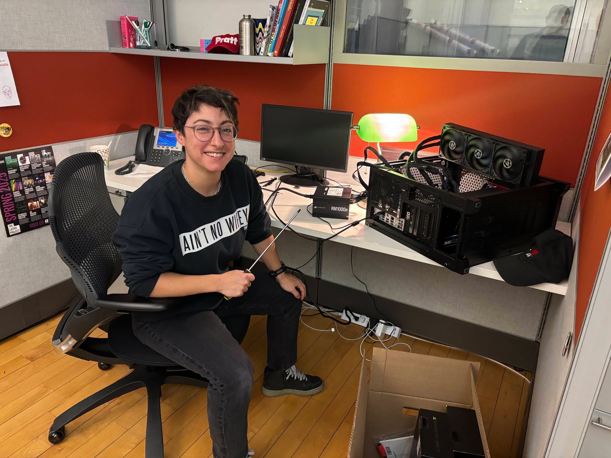 Assistant Professor Filipa Calado is rolling up their sleeves putting together a custom computer to run Small Language Models and work on Sustainable AI.  We expect this computer will be making an appearance in the course they are teaching this Spring '26 semester, INFO 656 Machine Learning. #AI #sustainability