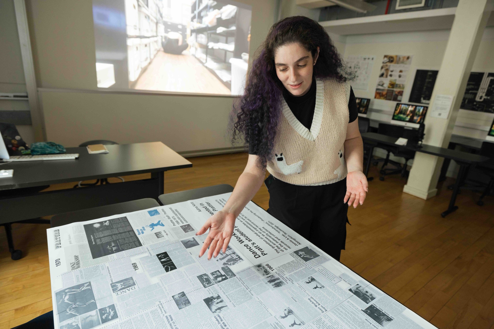 It's the School of Information February '26 newsletter with new books coming out, museum visits, and much more!  Link available in our bio.

Image: InfoShow25 with Adina Karp (MSLIS ‘26), May 16, 2025, photo by Dahlia Dandashi