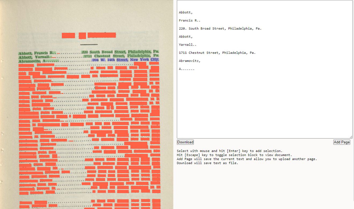 old phonebook, with text redacted