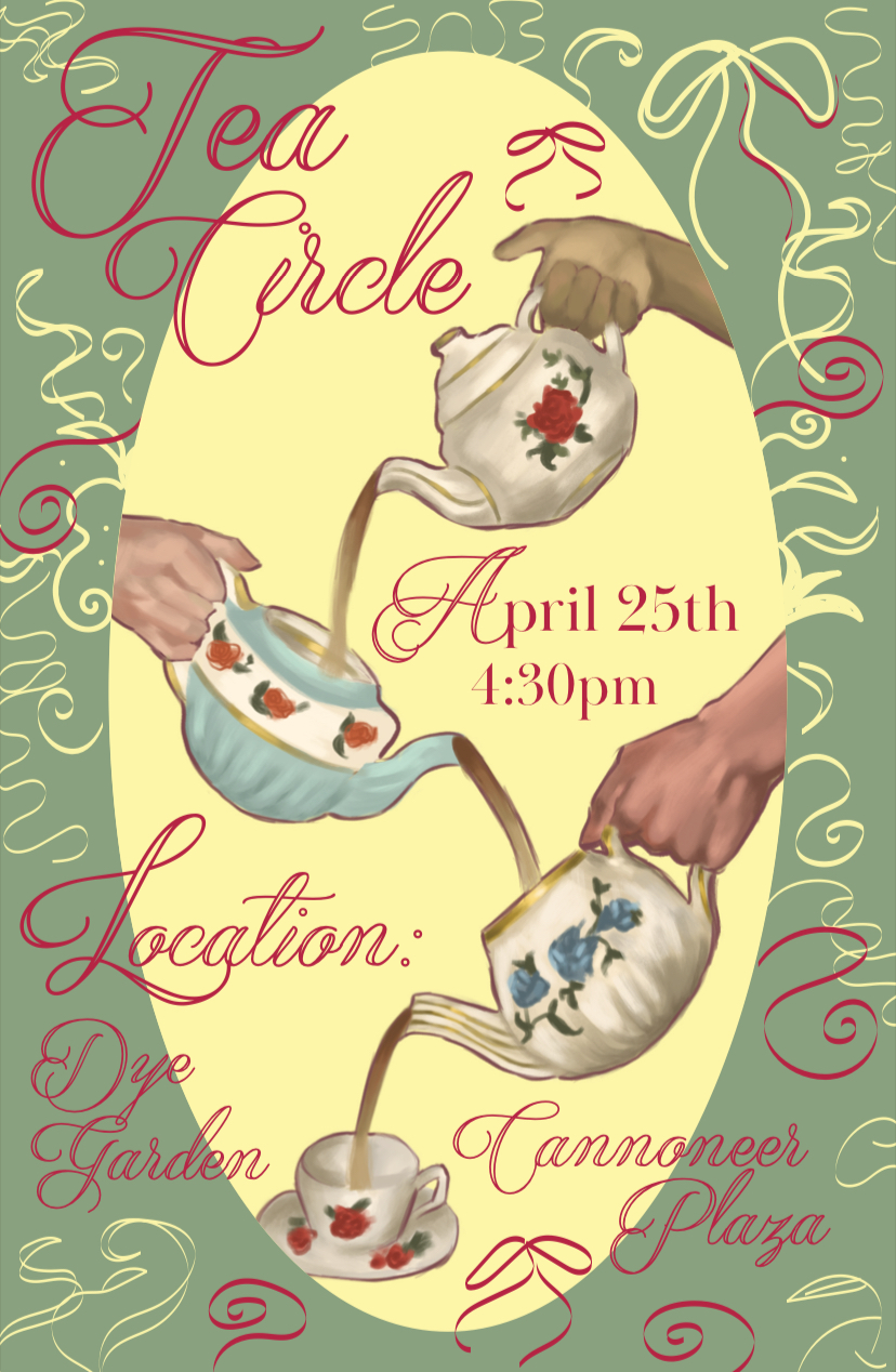 Watercolor painting of pouring tea from teapots.