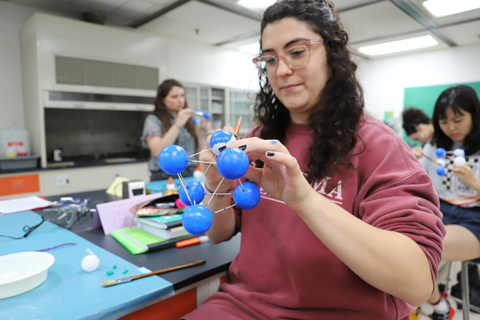 student working in lab