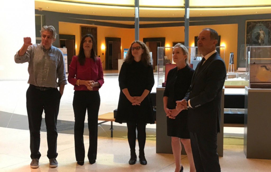 Riccardo Vecchio, Mrs. Micaela Varricchio, Kikki Ghezzi, Lisa Banner, and Ambassador Armando Varricchio, at the Embassy opening "Frammenti."