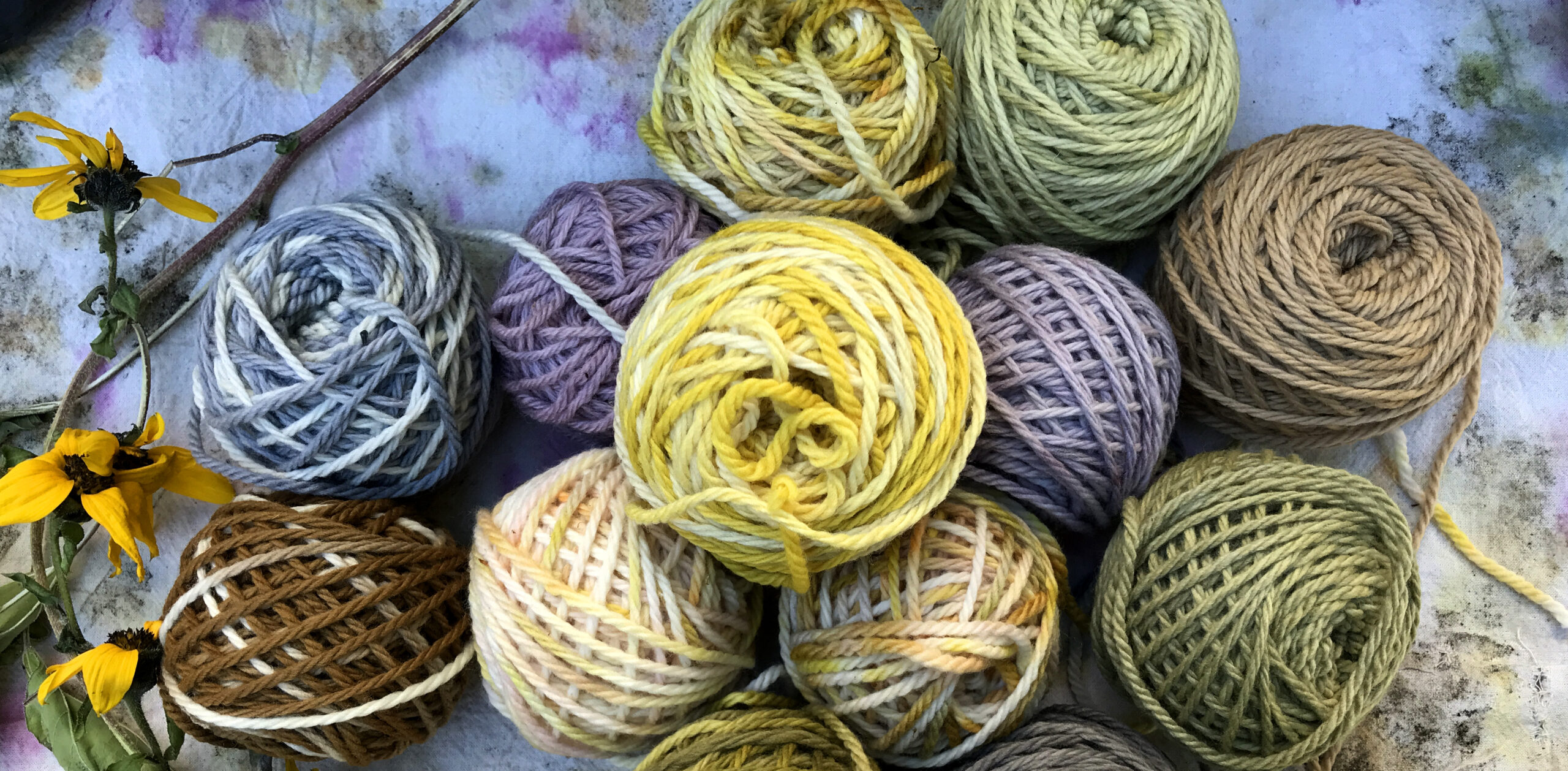 various colors of yarn naturally dyed