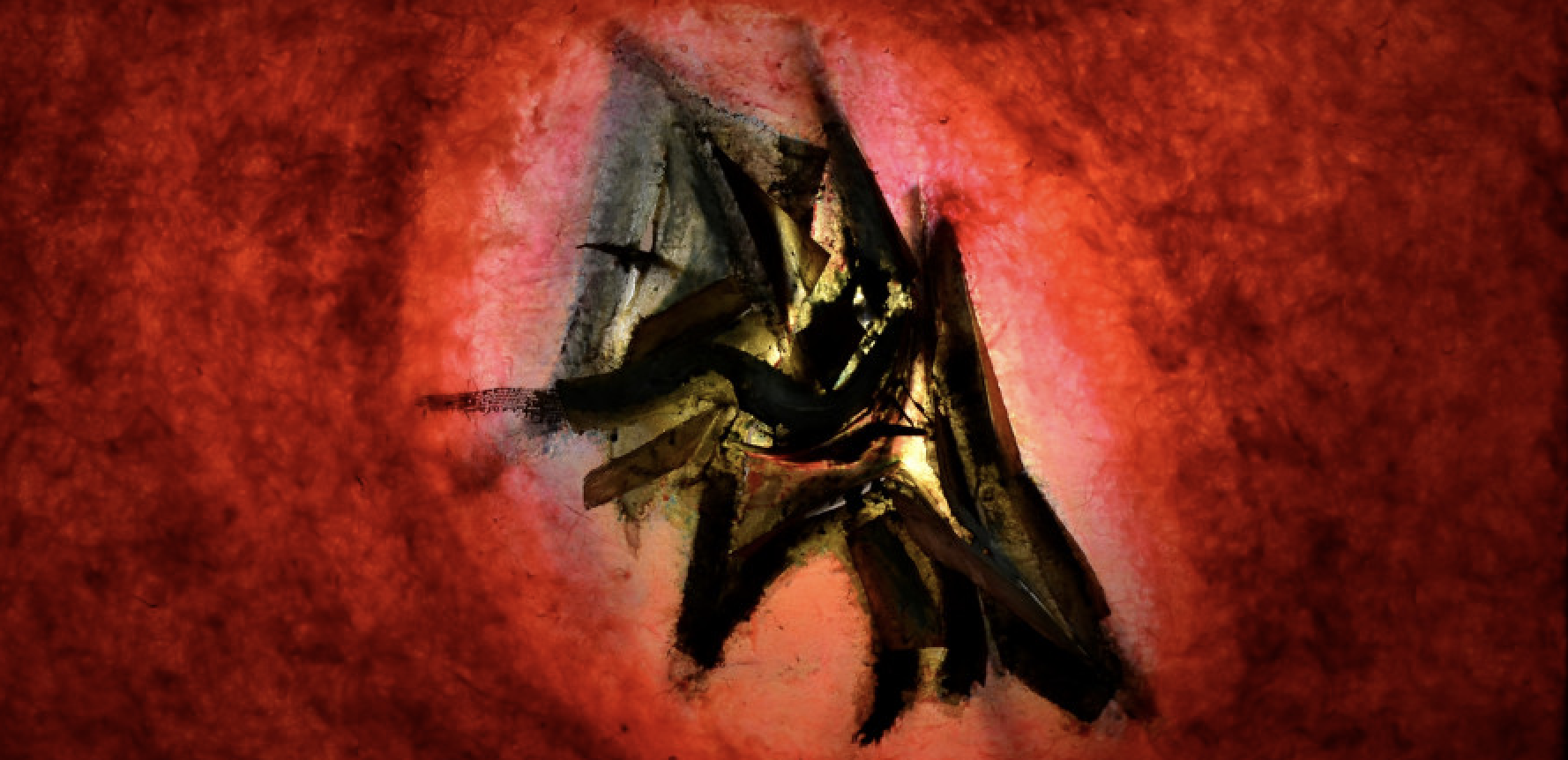 Image of a red artwork by artist Licio Isolani