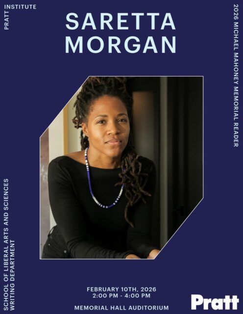 Join us for the 2026 Michael Mahoney reading next week, February 10th at 2pm in memorial hall auditorium, featuring author and MFA alum Saretta Morgan!